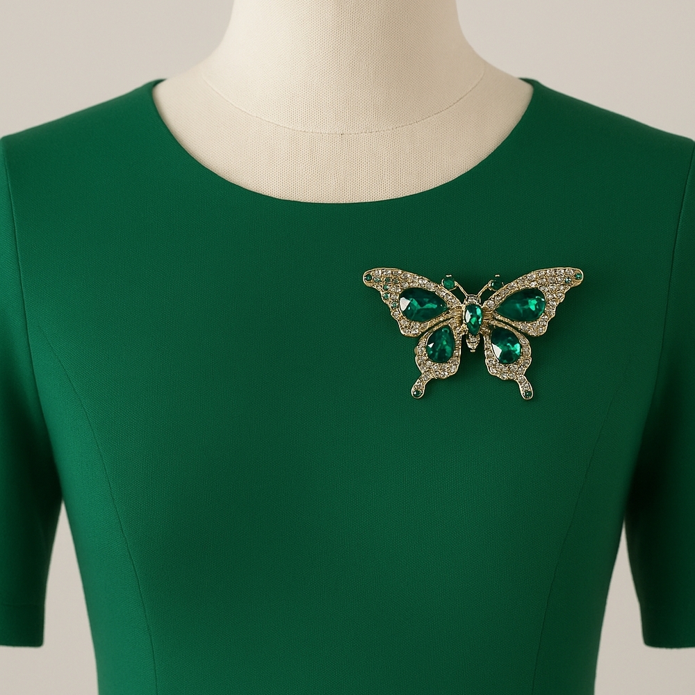 Elegant Green Butterfly Brooch